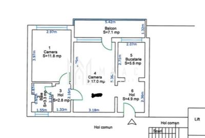 Apartament cu 2 camere în Mihai Viteazul