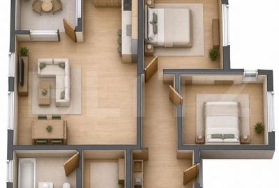 Apartament cu 3 camere decomandat în Central