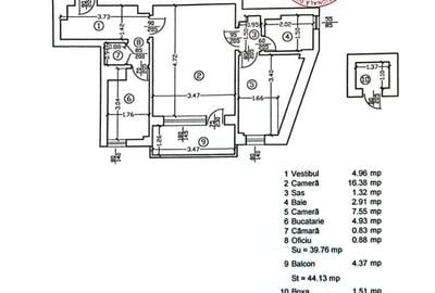 Apartament cu 2 camere semidecomandat în Centrul Civic