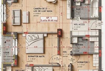 Apartament cu 4 camere semidecomandat în Florești - 19