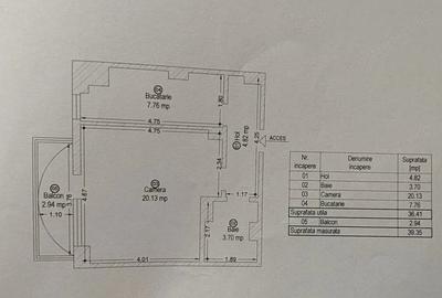 Garsonieră decomandată în Lunei