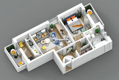 Apartament cu 2 camere semidecomandat în Bucium - 3