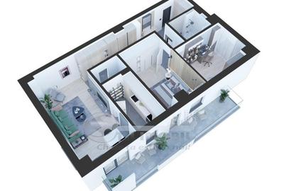 Apartament cu 3 camere semidecomandat în Cug - 2