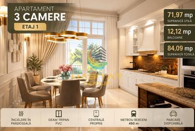 Apartament cu 3 camere decomandat în Central