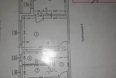 Apartament cu 2 camere semidecomandat în Mircea-Vodă