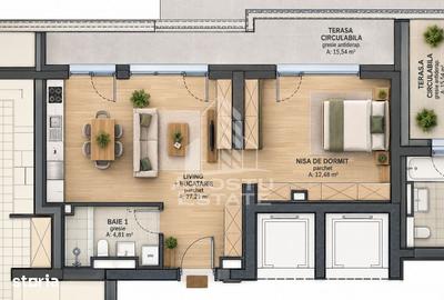Apartament cu 2 camere semidecomandat în Torontalului
