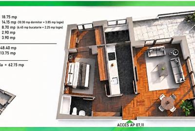 Apartament cu 2 camere decomandat în Central
