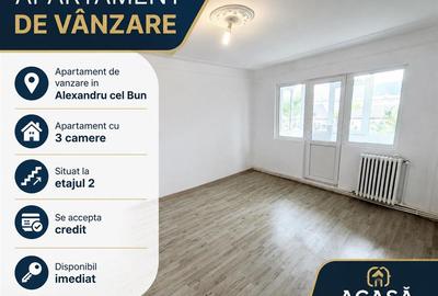 Apartament cu 3 camere semidecomandat în Alexandru cel Bun