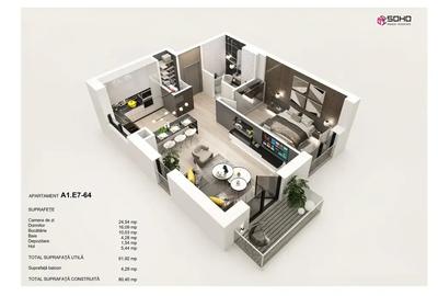 Apartament cu 2 camere semidecomandat în Tractorul - 1