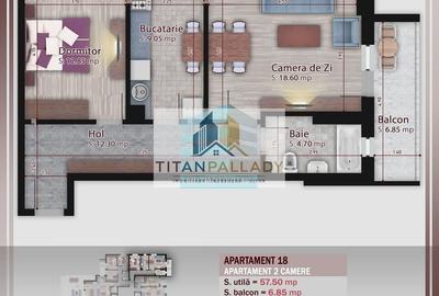 Apartament cu 2 camere decomandat în Titan