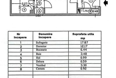 Apartament cu 2 camere semidecomandat în Ozana