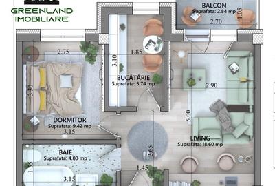 Apartament cu 2 camere decomandat în Lunca Cetățuii