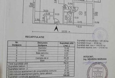 Apartament cu 3 camere în Central