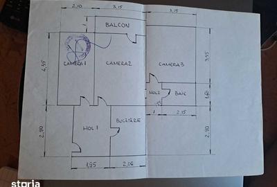 Apartament cu 3 camere semidecomandat în Banca Națională