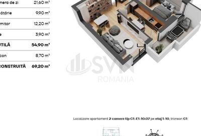 Apartament cu 2 camere decomandat în Pipera - 11