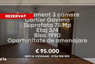 Apartament cu 3 camere decomandat în Găvana