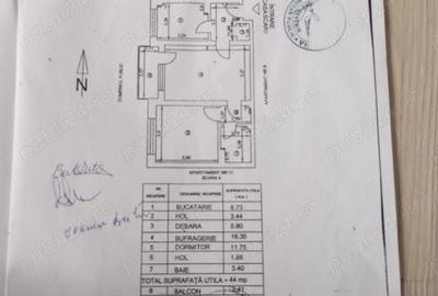 Apartament cu 2 camere semidecomandat în Exterior Vest