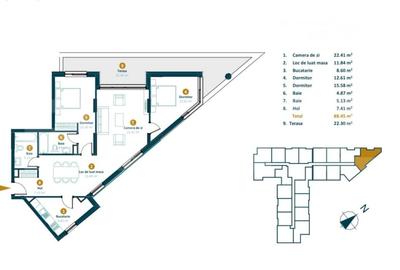 Apartament cu 3 camere semidecomandat în Între Lacuri - 1