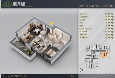 Apartament cu 2 camere în Theodor Pallady