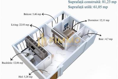 Apartament cu 2 camere semidecomandat în Central - 1