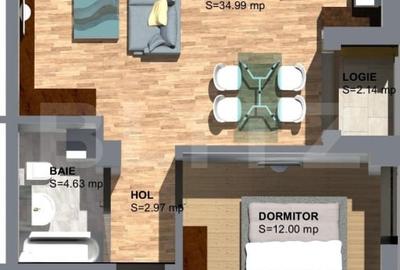 Apartament cu 2 camere semidecomandat în Torontalului