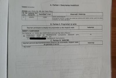 Teren de 1000 mp, în Pomi - 1
