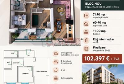 Apartament cu 3 camere în Central
