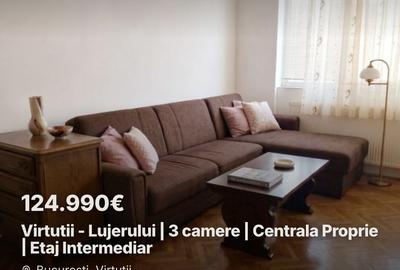 Apartament cu 3 camere decomandat, mobilat în Virtuții