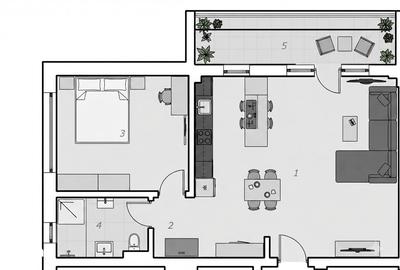 Apartament cu 2 camere în Păulești