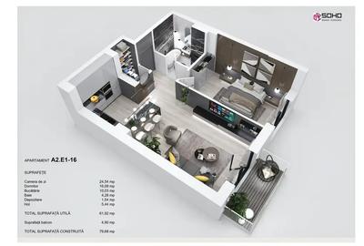 Apartament cu 2 camere semidecomandat în Tractorul - 1