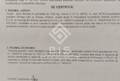 Teren de 1000 mp, în Central