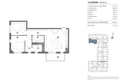 Apartament cu 3 camere în Bună Ziua - 1