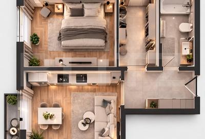 Apartament cu 2 camere semidecomandat în Calea Moldovei