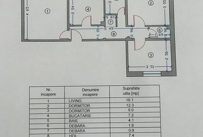 Apartament cu 3 camere decomandat în Central