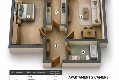 Apartament cu 2 camere decomandat în Regie - 16