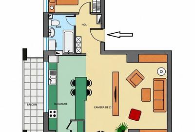 Apartament cu 2 camere semidecomandat, mobilat în Mănăștur - 3