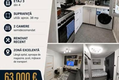 Apartament cu 2 camere semidecomandat în Crâng
