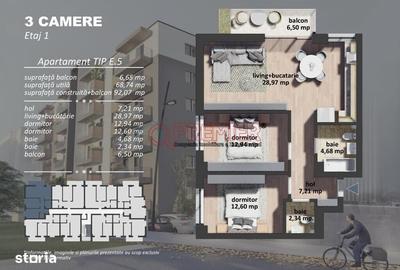 Apartament cu 3 camere în Central