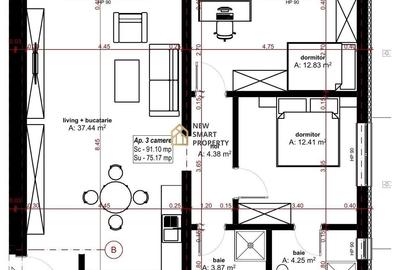 Apartament cu 3 camere în Central