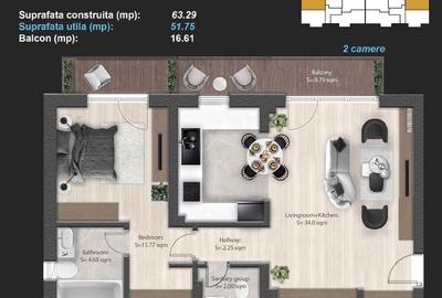 Apartament cu 2 camere în Păcii - 5