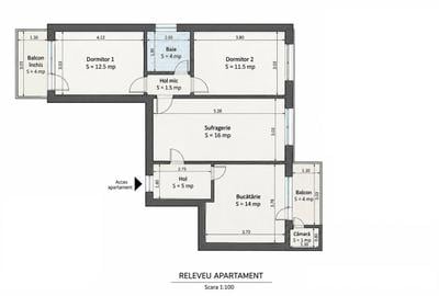 Apartament cu 3 camere în Grigorescu