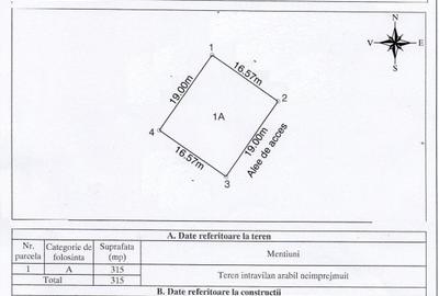 Teren Construcții intravilan de 315 mp, în Viile Noi