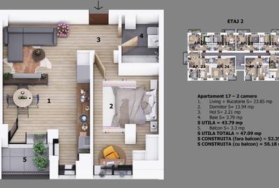 Apartament cu 2 camere decomandat în Central - 3