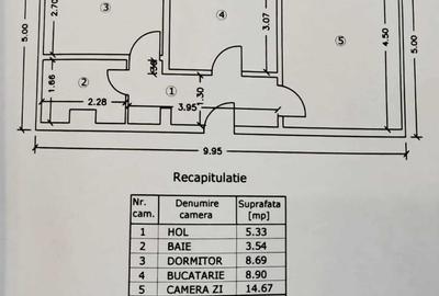 Apartament cu 2 camere decomandat în Central