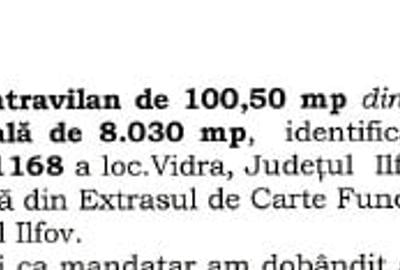 Teren Construcții intravilan de 400 mp, în Vidra - 2