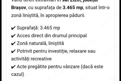 Teren de 3465 mp, în Zizin - 2
