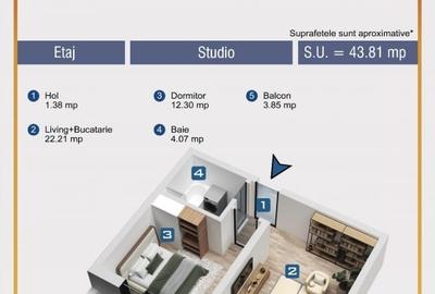 Apartament cu 2 camere decomandat în Chiajna