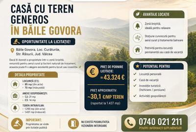 Casă cu 3 camere cu Teren 1437 Mp în Central