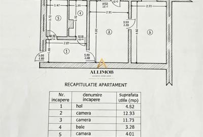 Apartament cu 2 camere nedecomandat în Central