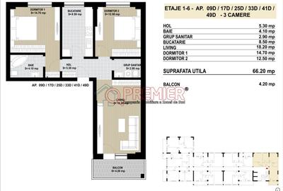 Apartament cu 3 camere în Central